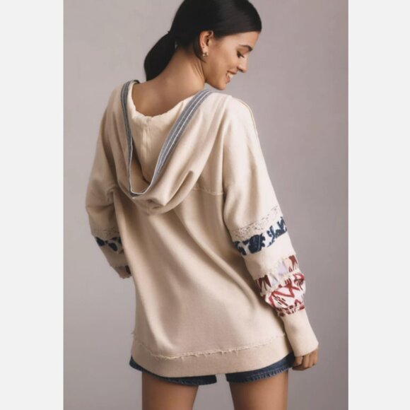 Brand New by Anthropologie Pilcro Crafted Button-Front Hooded Pullover Top - Picture 2 of 11